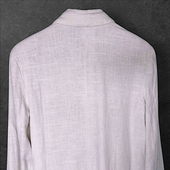 TOPSHOP Blazer Womens Sz 2 White Linen Blend‎ Double Breasted Jacket Business - Picture 2 of 9